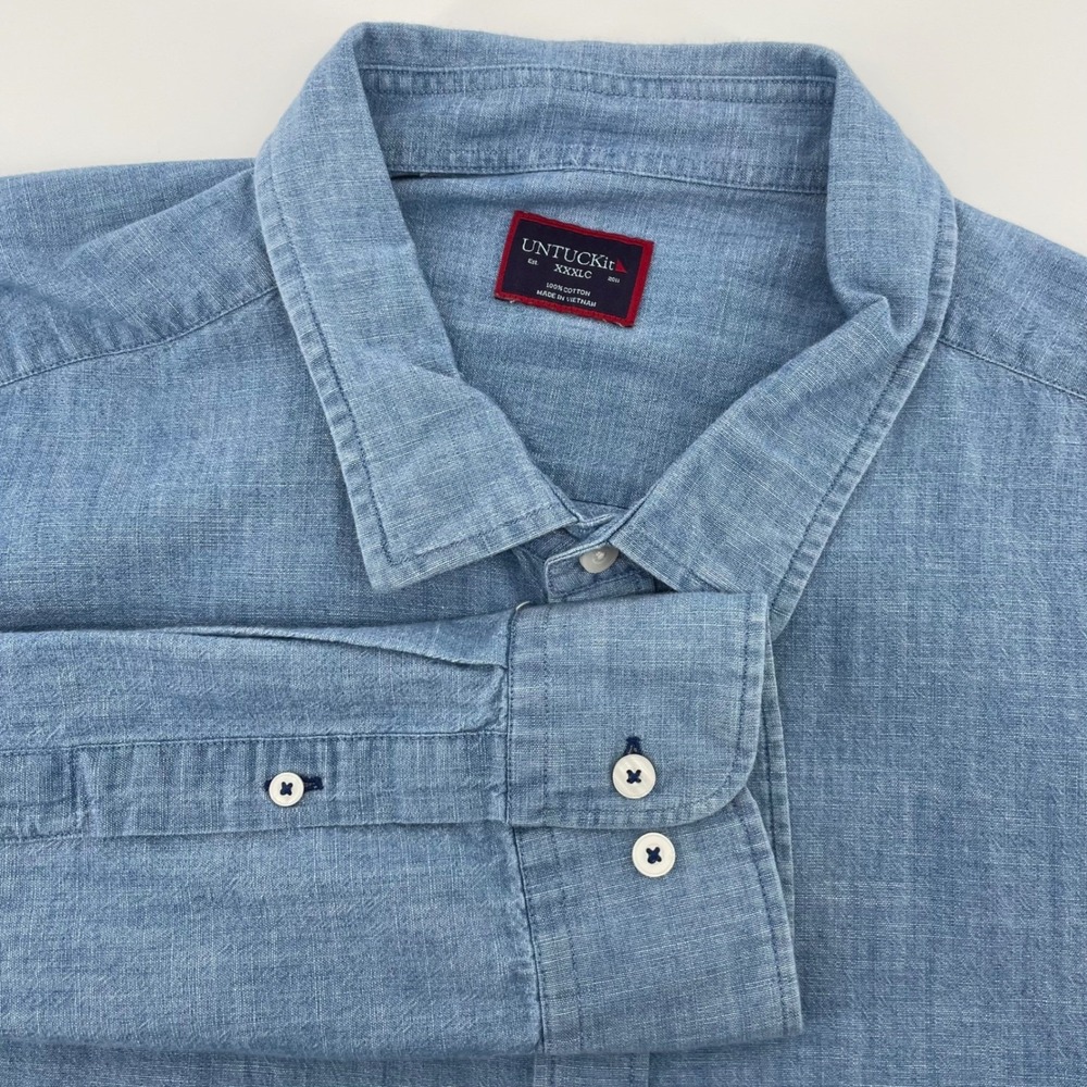 UNTUCKit Penfolds Blue Chambray Button Down Shirt XXXLC 35829 Regular Fit Mens